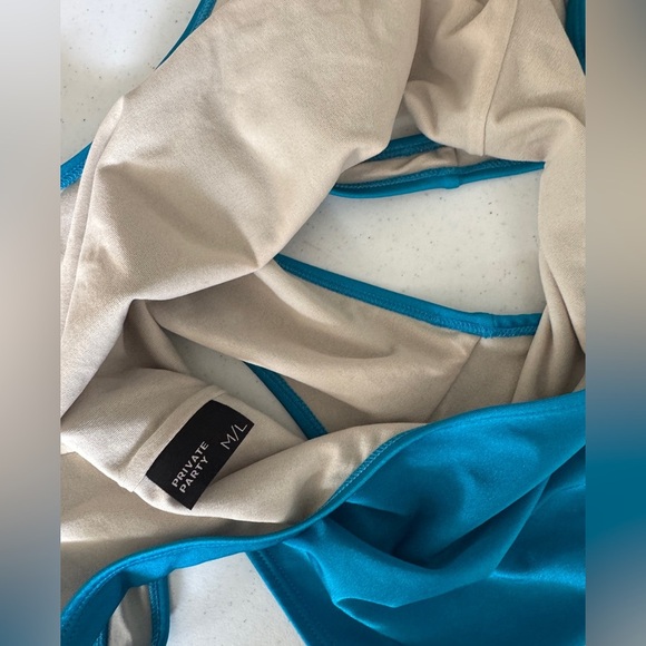 Private Party Mermaid One Piece Swimsuit Teal Blue Low Back - Picture 3 of 14